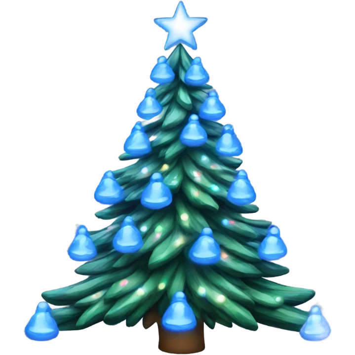 christmas tree with blue and white lights  emoji