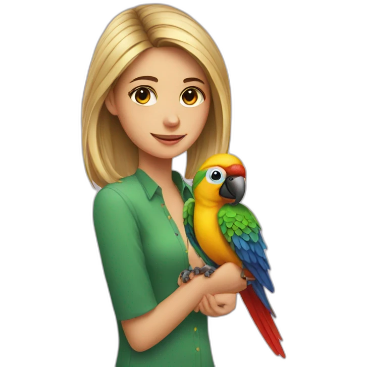 a girl and a parrot emoji