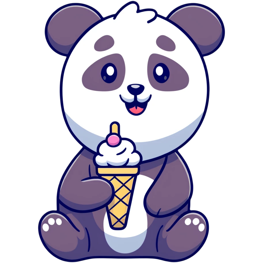 Panda eating ice cream emoji