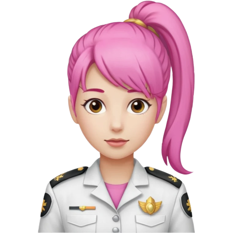 Commander Bloom – pink ponytail pilot in white uniform emoji