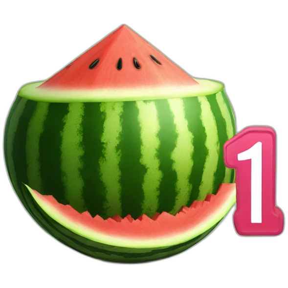 a watermelon with a Trackhouse Racing number 1 behind it emoji
