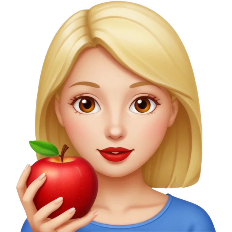 emoji of woman eating a red apple emoji