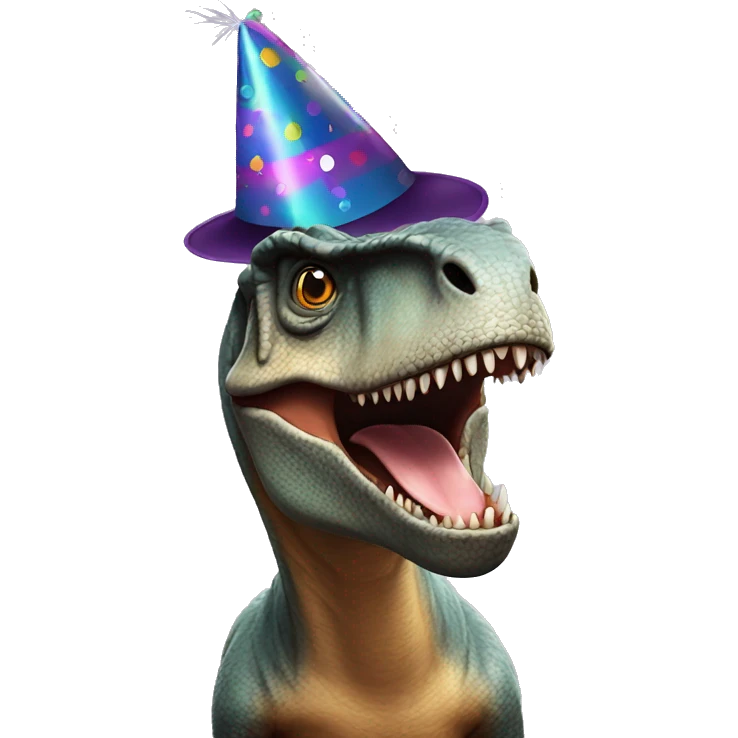 T. rex wearing a party hat emoji