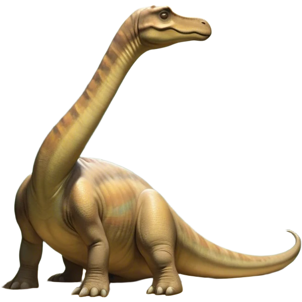 Beautiful and Majestic Brachiosaurus Portrait Emoji, Head and body resting in serene repose with a gentle, confident expression, showcasing its monumental, elongated neck and a small, refined head with tranquil eyes, Simplified yet exquisitely endearing features, highly detailed, glowing with a soft, drowsy golden light, high shine, relaxed and utterly majestic, stylized with an air of timeless prehistoric splendor, soft glowing outline, capturing the essence of a beautiful and majestic Brachiosaurus that feels destined to become the next viral icon of awe-inspiring ancient beauty! emoji