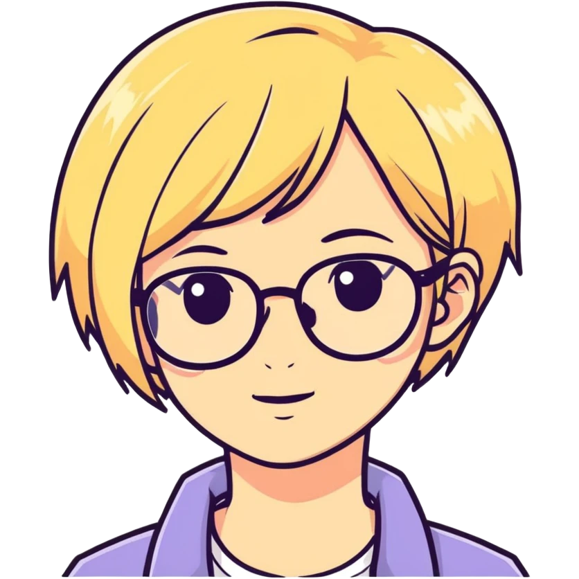 Blonde girl with short hair and glasses emoji
