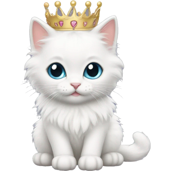 fluffy white kitten with tiara  emoji