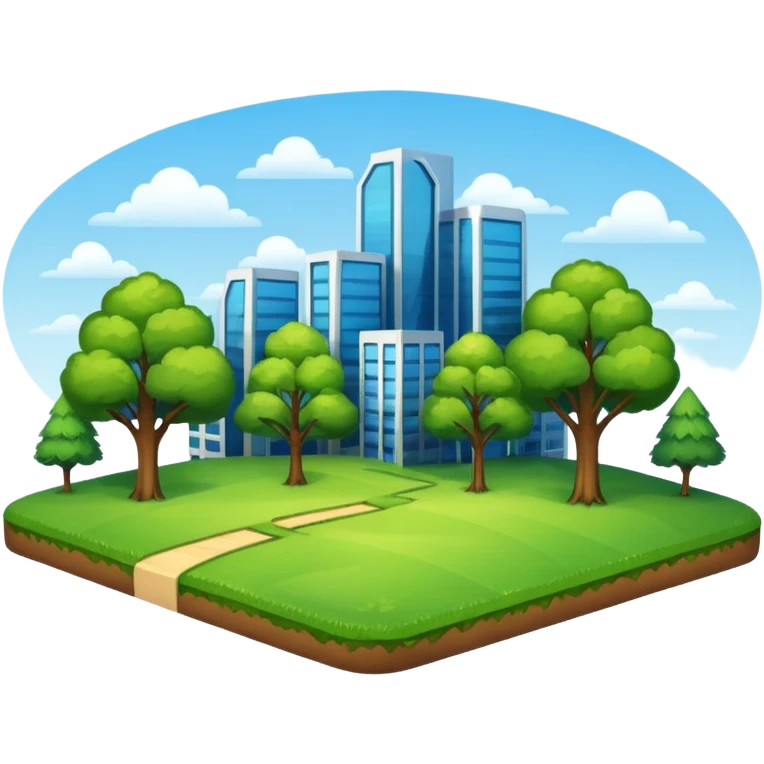a piece of land with trees and buildings emoji