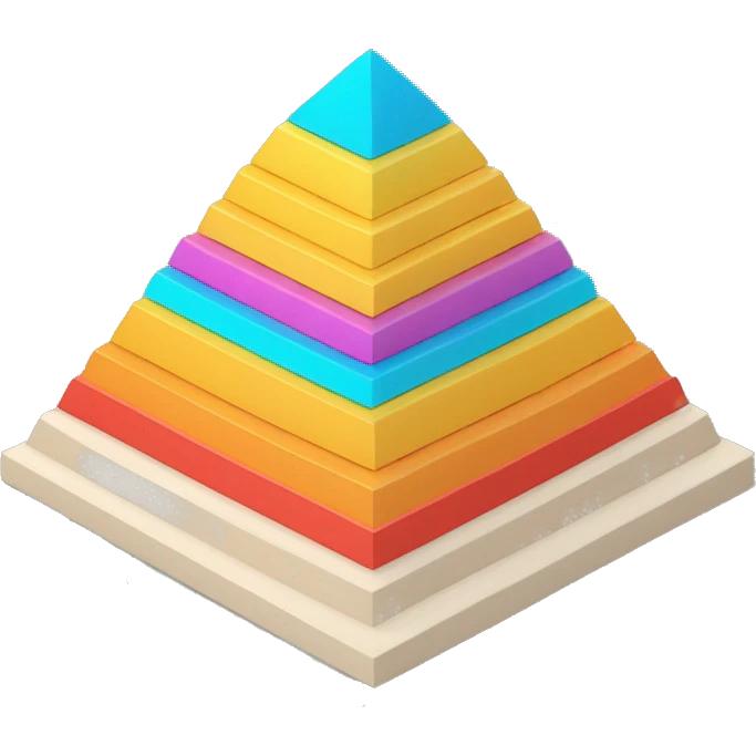 maslow pyramid in 3d isometric, colored emoji