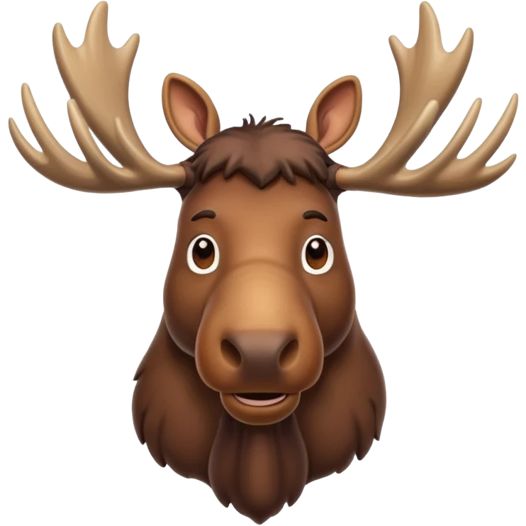 A high-resolution digital illustration of a noble moose portrait in a clean, semi-realistic style. The noble moose is shown head on emoji