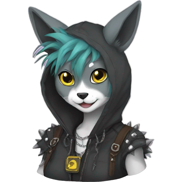 Anthro Punk Fursona Collar Hoodie  emoji