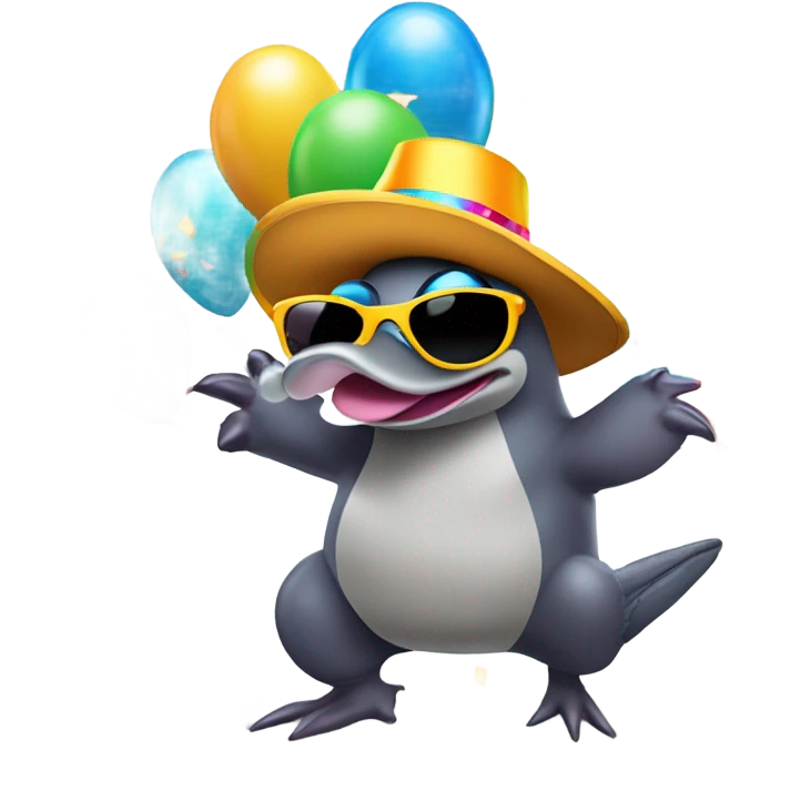 The platypus living its best life and partying emoji