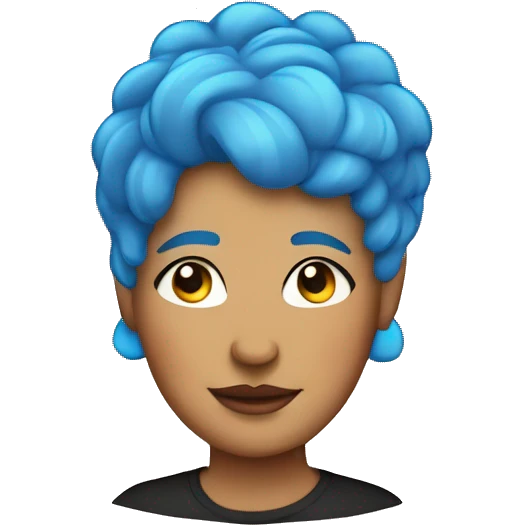 Fat blue haired woman wearing lgbtq shirt emoji
