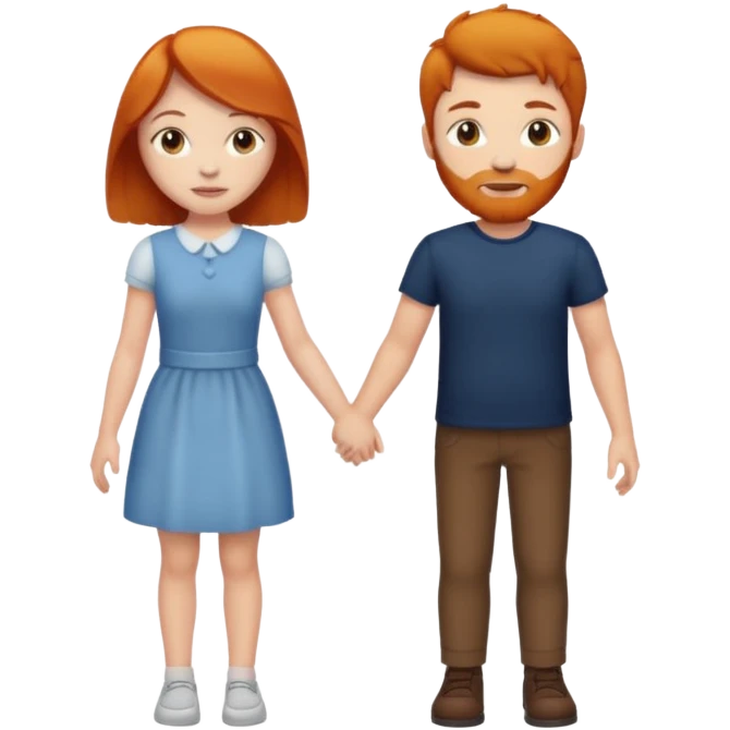 ginger girl and brunette man holding hands emoji