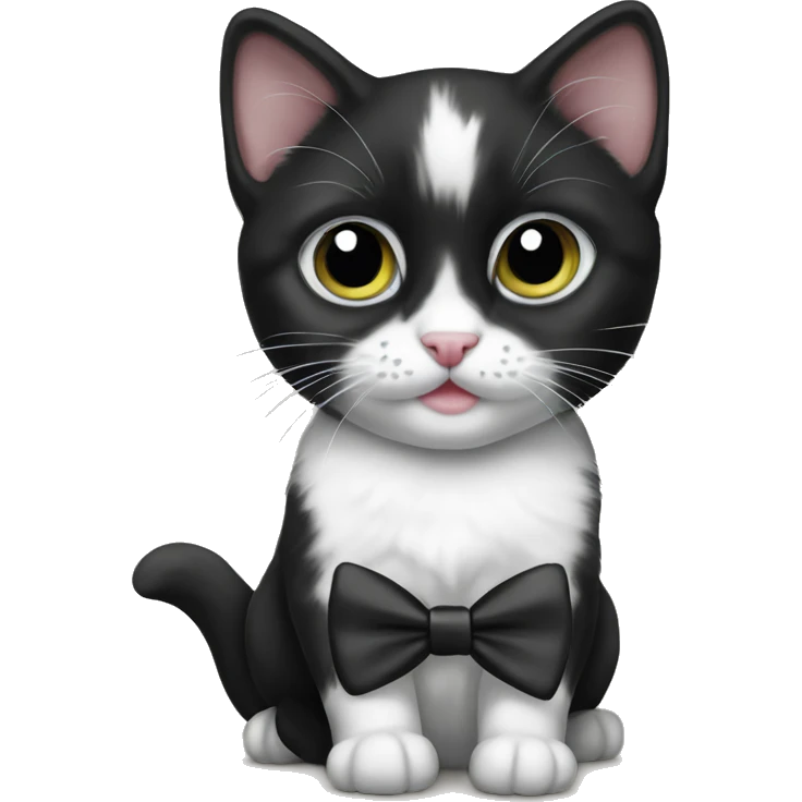 Black and white kitten with a bow tie  emoji