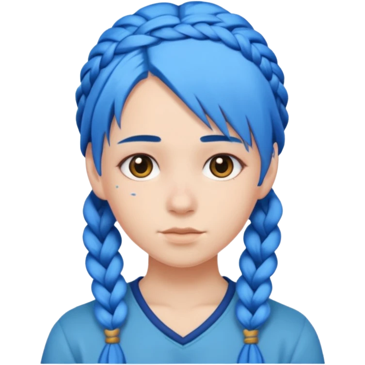 blue hair with braids emoji