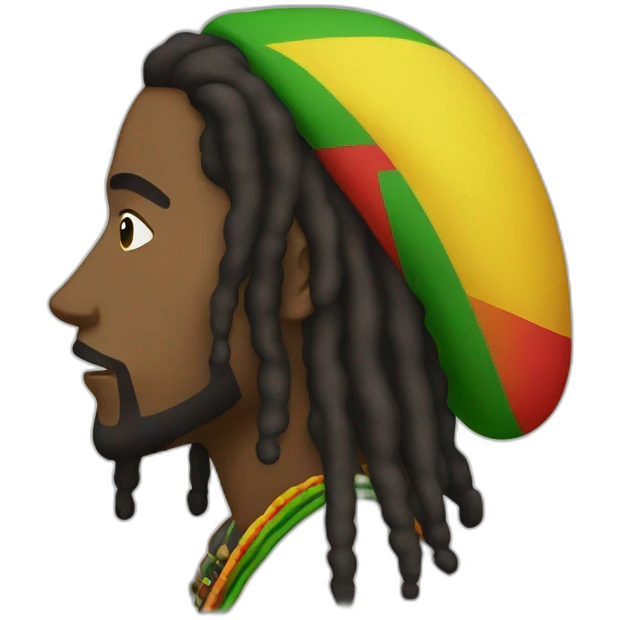 Rasta man in profile with peace hand emoji