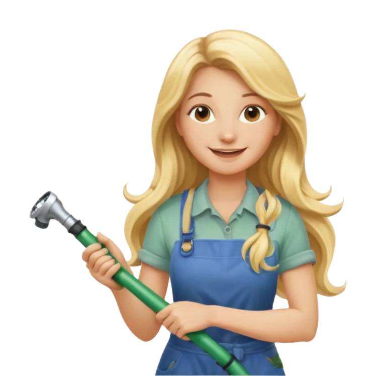 blonde lon hair female gardener hose emoji