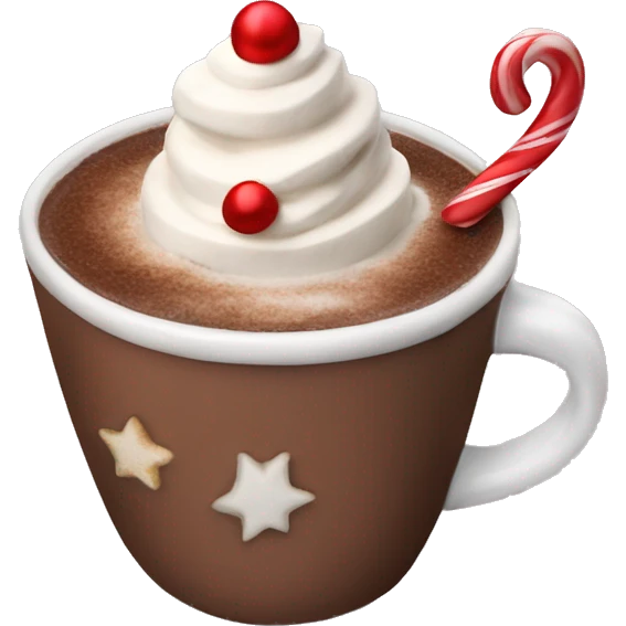 hot chocolate with christmas toppings emoji