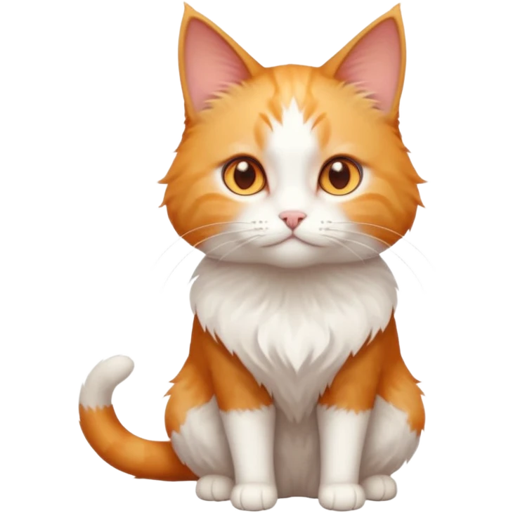 full body of tiny + skinny ginger and white cat with deep orange eyes and triangular shaped face emoji
