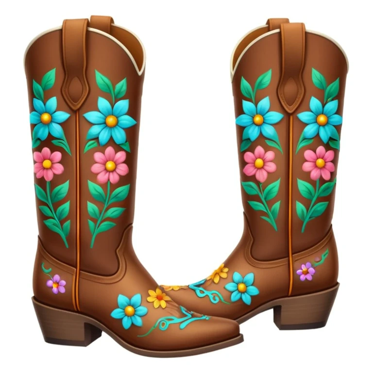 Cowboy boots with flowers in then emoji