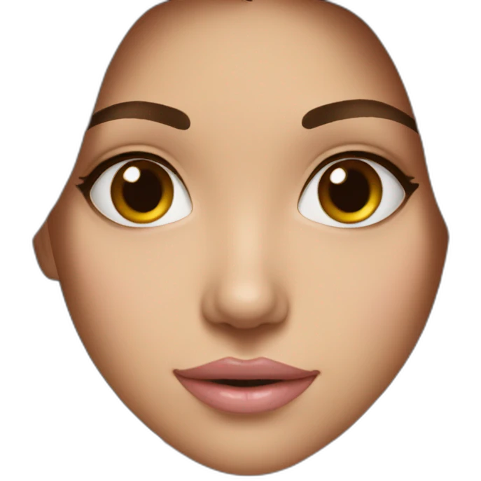 Girl with brown hair brown eyes light pink lips emoji