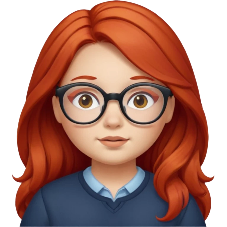 girl with chubby cheeks, long red hair, and glasses emoji