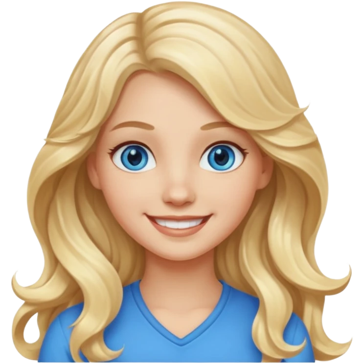 White girl with long wavy hair emoji
