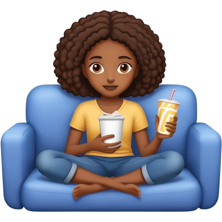 Black girl relaxing watching a movie  emoji