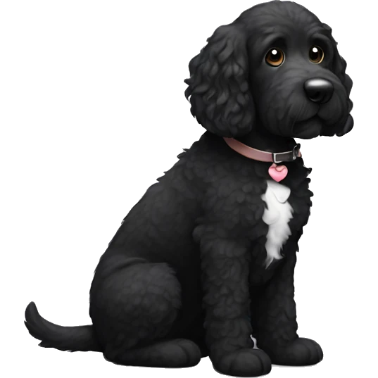 Black doodle dog with white belly and white paws  emoji