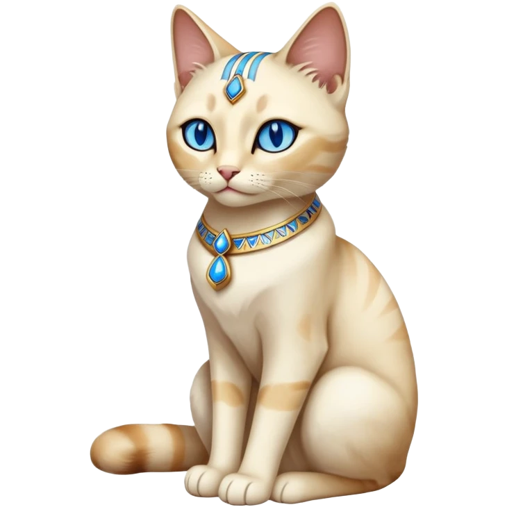 Egyptian cat full body sitting with blue eyes emoji