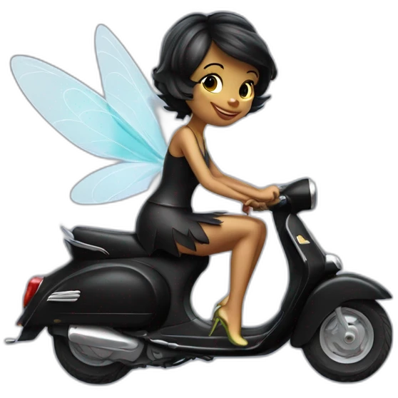 tinkerbell in vespa black emoji
