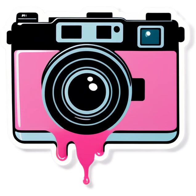Light pink liquid dripping over a camera emoji