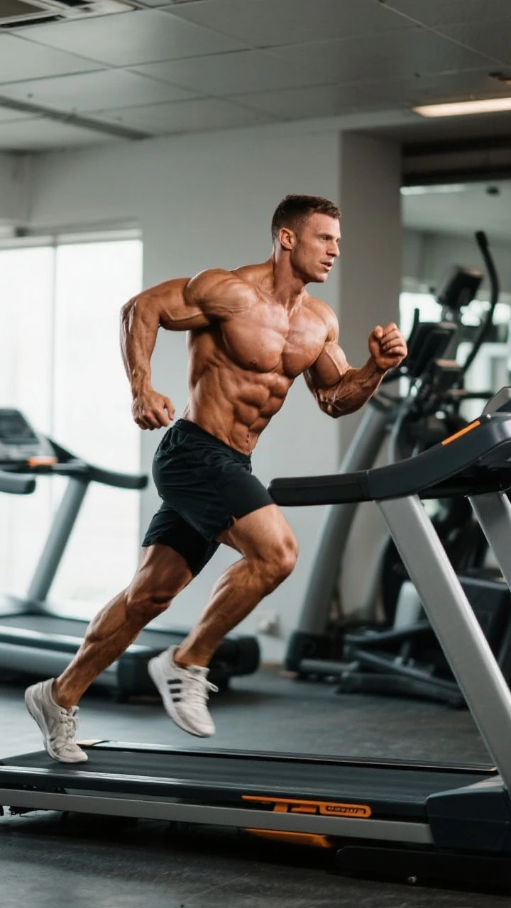 bodybuilder che corre sul tapisroulant emoji