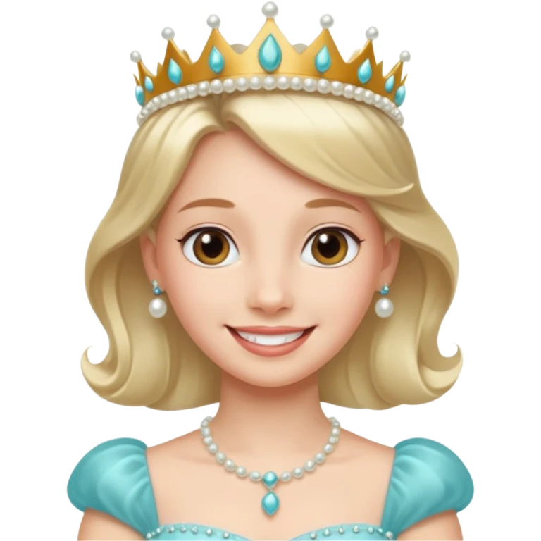 Princess – pearl tiara + aqua dress. emoji