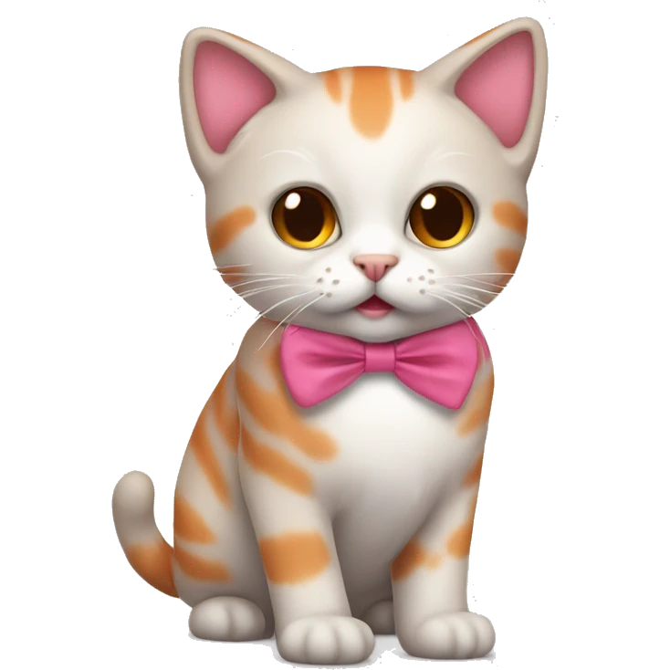 Un gato naranja con un lazo rosa  emoji