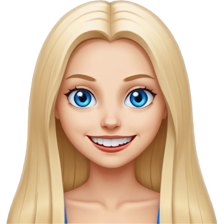 beautiful white girl with long straight blonde hair blue eyes smiling evil scary emoji
