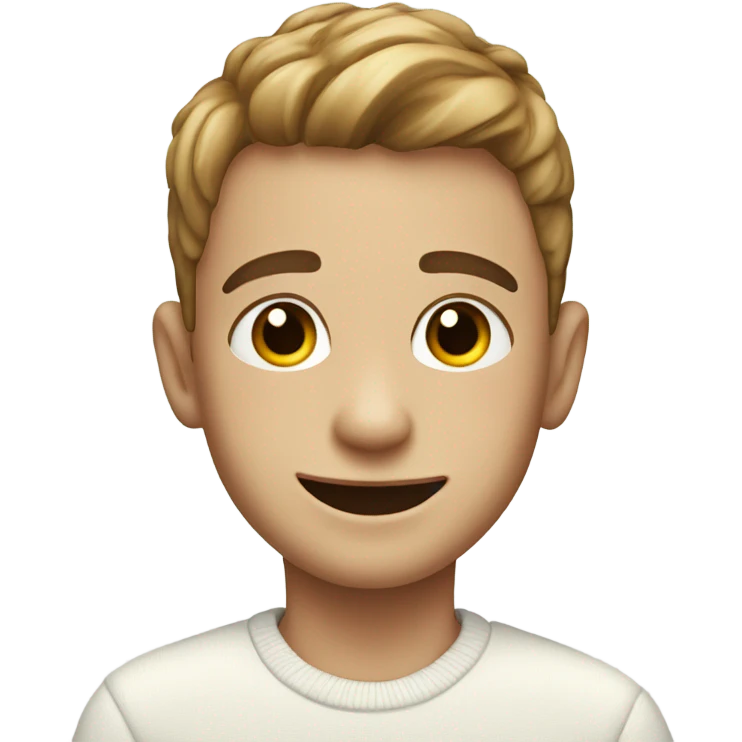 smiling boy in white sweater emoji