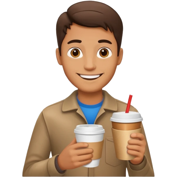 man, hold a take away cup of coffee emoji