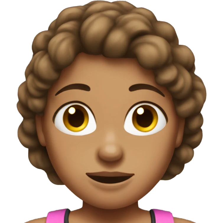 Strong bodybuilder woman brown hair emoji