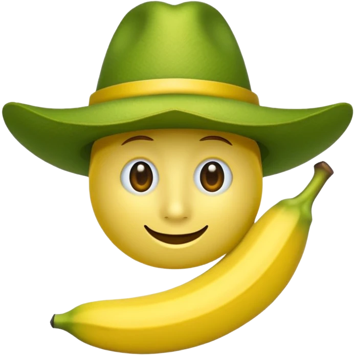 crea un emoji de un platano verde con sombrero.  emoji