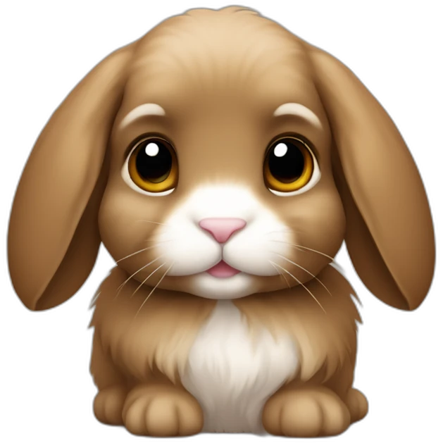 holland lop rabbit with floppy ears in apple iOS emoji style in brown fur all over with no other colour in their fur emoji