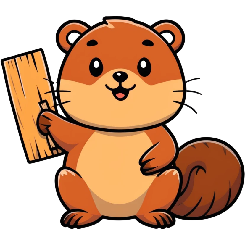 happy beaver with wood emoji