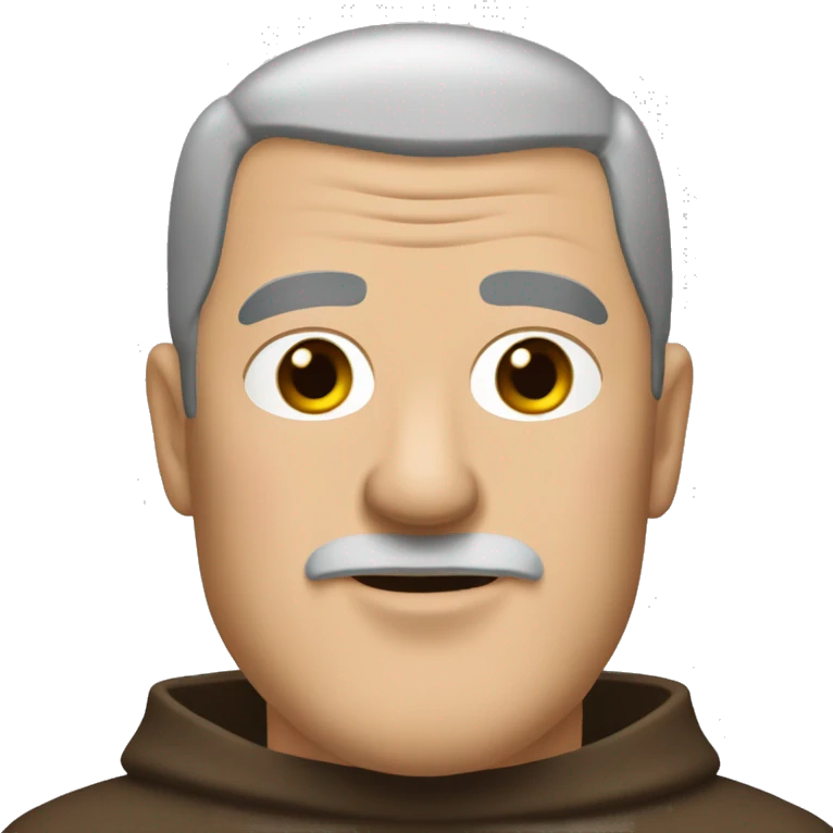 A middle-aged white male friar, sporting a grizzled look, with buzz-cut black hair and a pronounced square jaw. emoji