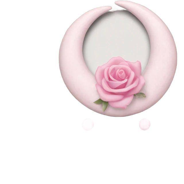 crescent damask white moon with pink roses emoji
