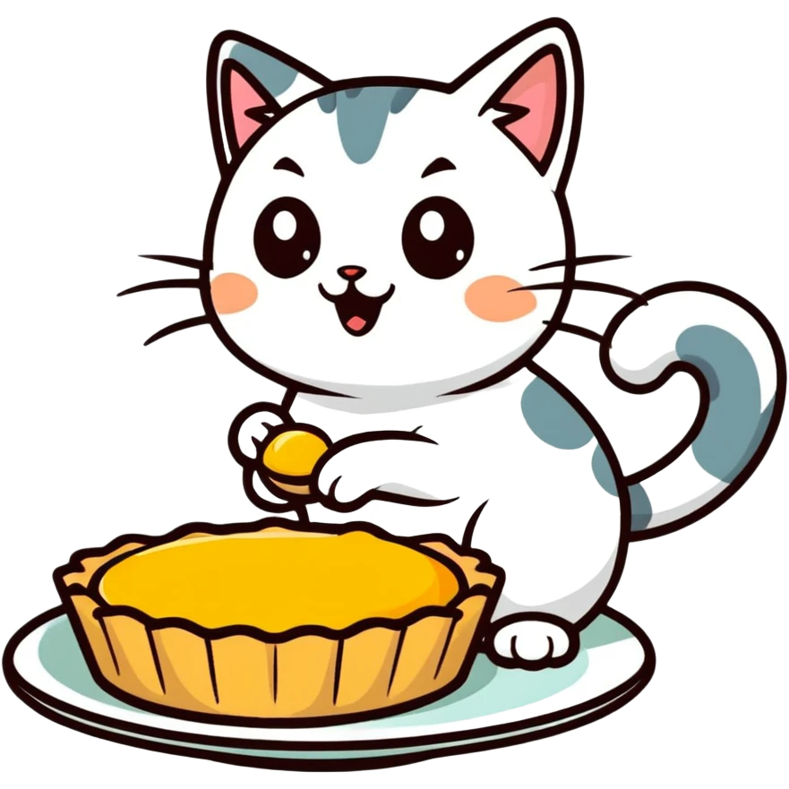cat eat egg tart emoji