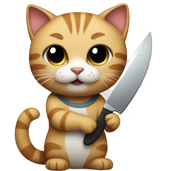 cute cat holding a knife emoji