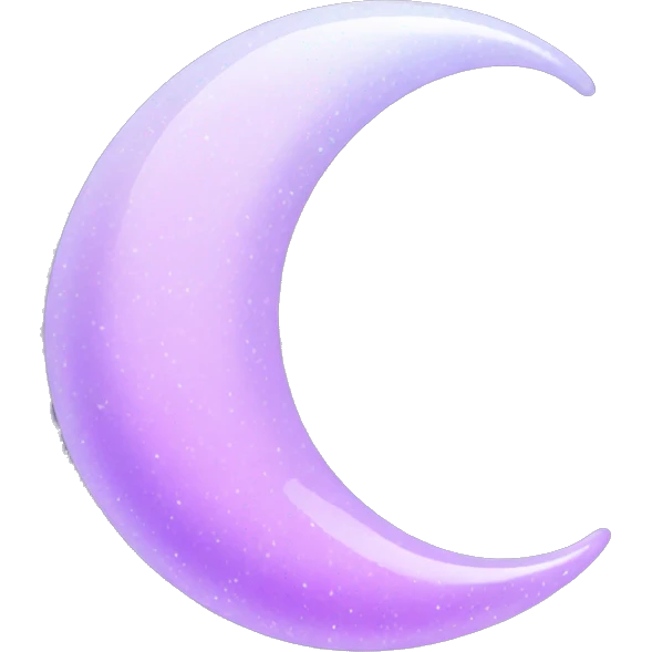 Sparkly glossy Pastel lilac-gradient crescent emoji