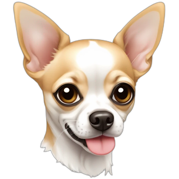 retrato de perrito chihuahua vector lineas delgadas ojos coloreados en color blanco emoji