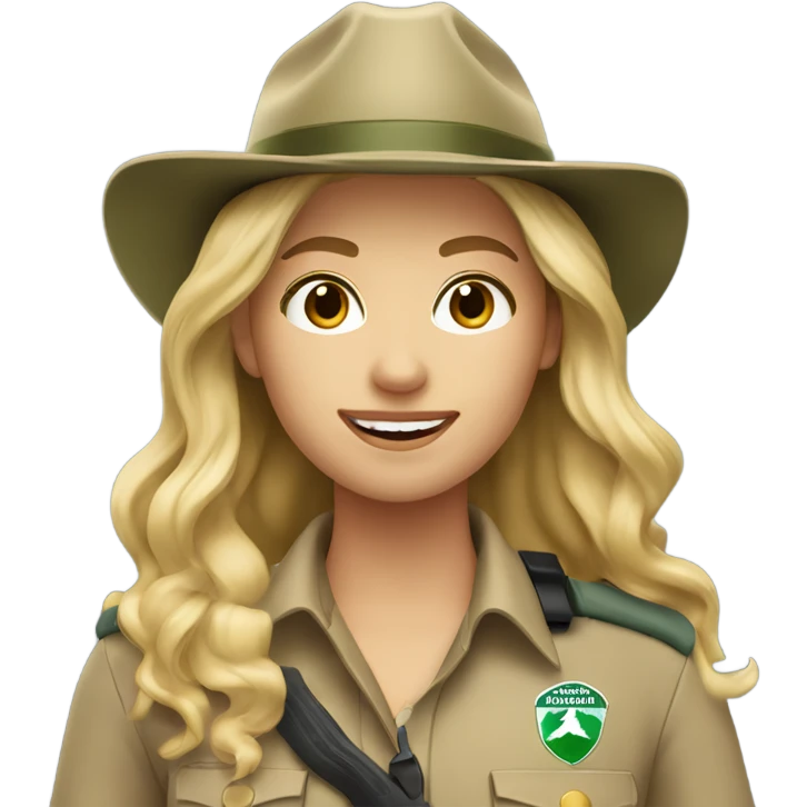 Pretty Blonde girl park ranger with long wavy blonde hair emoji
