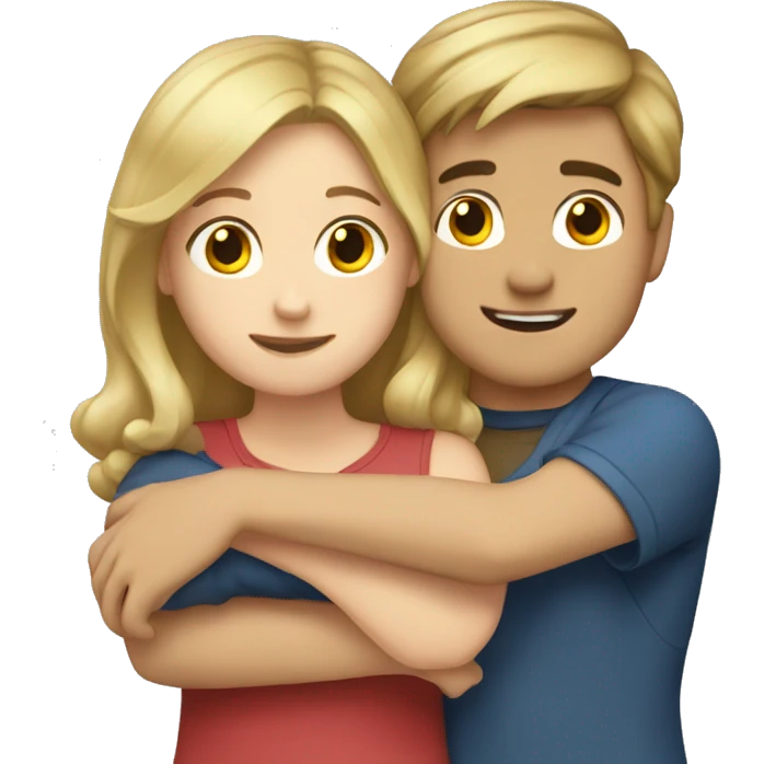 boy-brown-hair hug girl with blonde-hair emoji